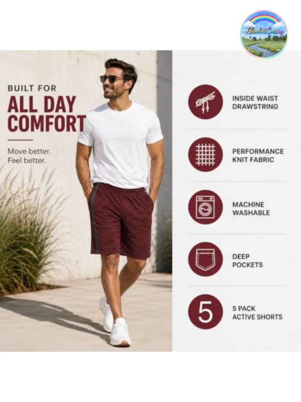 5 Pack Dry-Fit Athletic Performance Gym Shorts for Men with Pockets